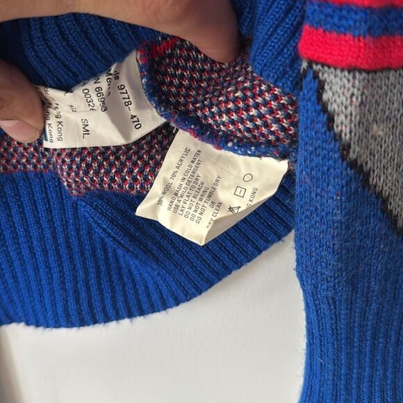 Vintage Tyrolia By Head Ski Wool Blend Geometric Men’s Sweater - S - Picture 4 of 6